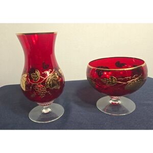 Vtg. Bohemian Cranberry Red Crystal Glasses Lot of 2 Moser (according to Google)